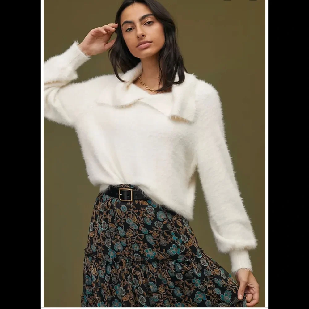 ANTHROPOLOGIE NWT COLLARED EYELASH SWEATER 🔥